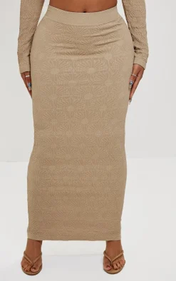 Outlet PrettyLittleThing Shape Textured Seamless Maxi Skirt Stone