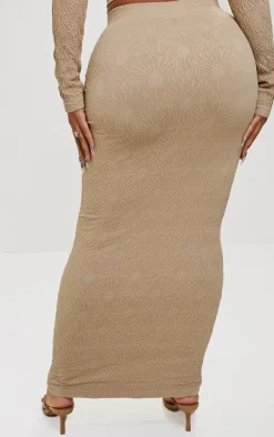 Outlet PrettyLittleThing Shape Textured Seamless Maxi Skirt Stone