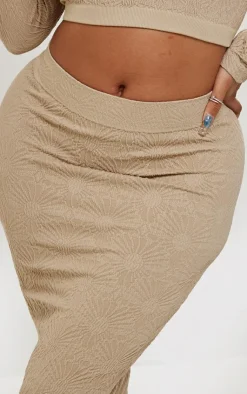 Outlet PrettyLittleThing Shape Textured Seamless Maxi Skirt Stone