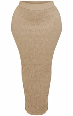 Outlet PrettyLittleThing Shape Textured Seamless Maxi Skirt Stone