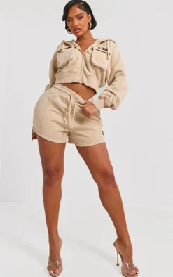 Outlet PrettyLittleThing Shape Washed Pocket Detail Shorts Stone