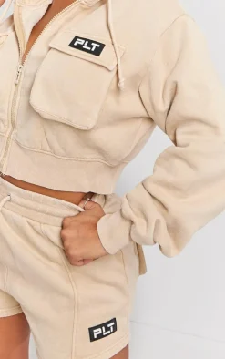 Outlet PrettyLittleThing Shape Washed Pocket Detail Shorts Stone