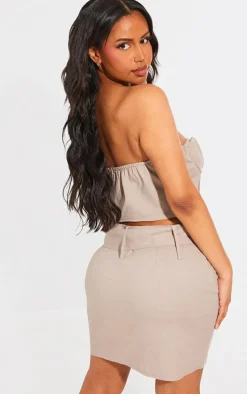 Outlet PrettyLittleThing Shape Woven Boning Bandeau Corset Stone