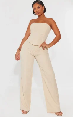 Best PrettyLittleThing Shape Woven Low Rise Pants Stone