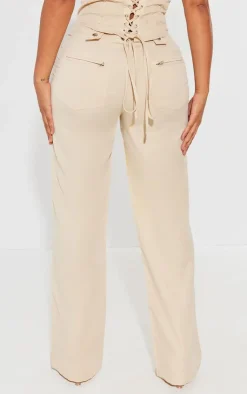 Best PrettyLittleThing Shape Woven Low Rise Pants Stone