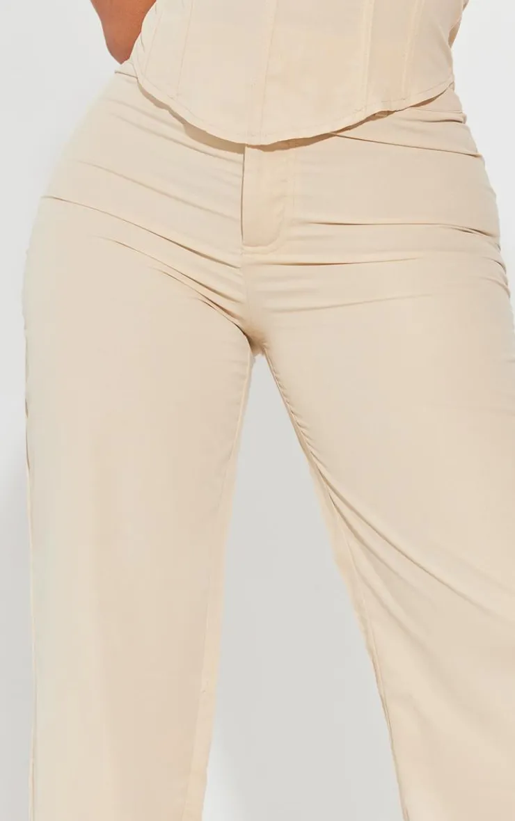 Best PrettyLittleThing Shape Woven Low Rise Pants Stone