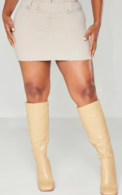 Outlet PrettyLittleThing Shape Woven Micro Mini Skirt Stone