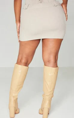 Outlet PrettyLittleThing Shape Woven Micro Mini Skirt Stone