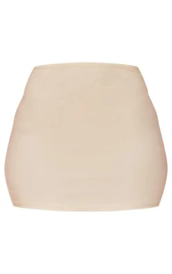 PrettyLittleThing Shape Woven Mini Skirt Stone