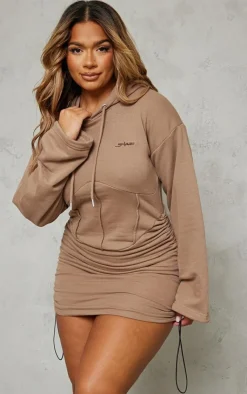 PrettyLittleThing Sweater Dresses*Shape Branded Corset Hooded Sweater Dress