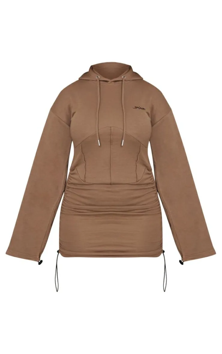 PrettyLittleThing Sweater Dresses*Shape Branded Corset Hooded Sweater Dress