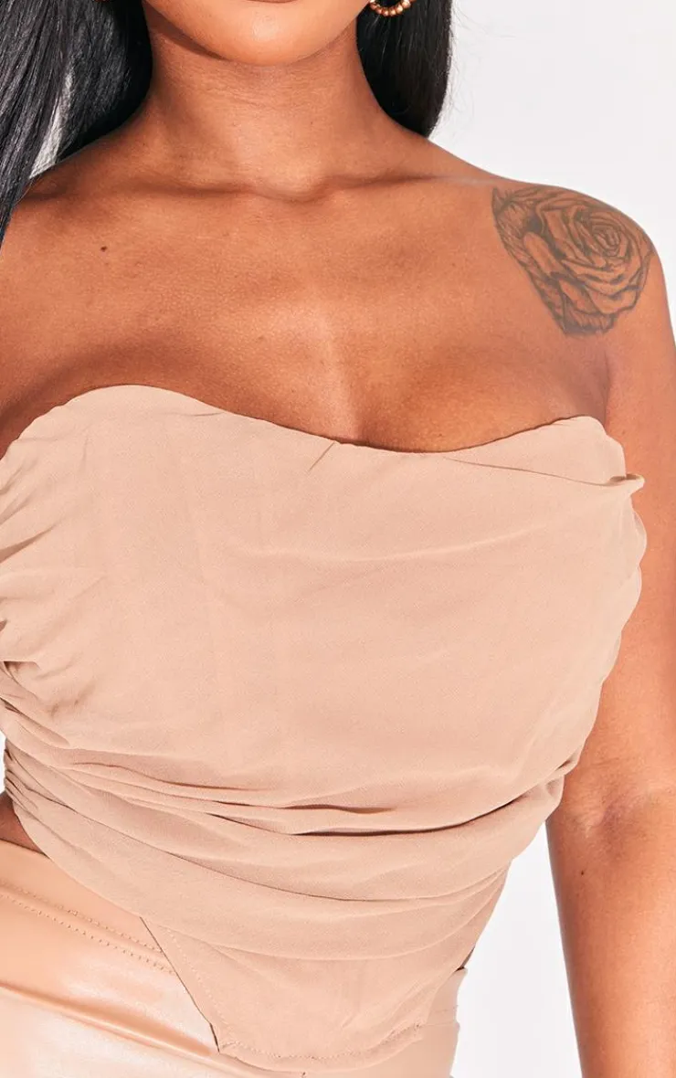 PrettyLittleThing Corsets*Shape Chiffon Ruched Corset Crop Top