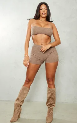 Outlet PrettyLittleThing Shape Knit Minimal Bandeau Taupe
