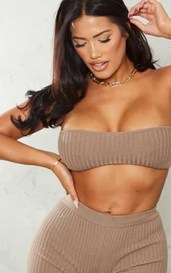 Outlet PrettyLittleThing Shape Knit Minimal Bandeau Taupe
