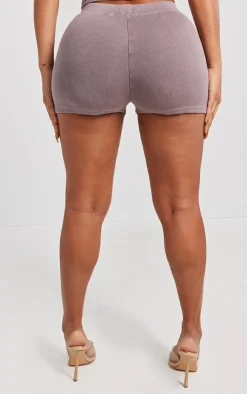 Best PrettyLittleThing Shape Rib Hot Pants Taupe