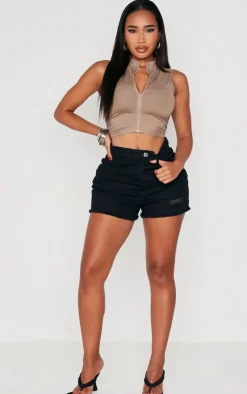 PrettyLittleThing Sleeveless Tops*Shape Sculpted Zip Front Sleeveless Top