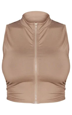 PrettyLittleThing Sleeveless Tops*Shape Sculpted Zip Front Sleeveless Top
