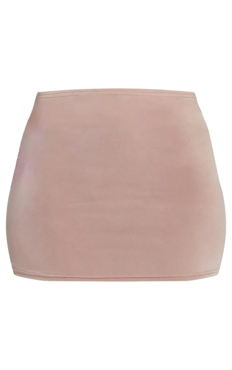 Online PrettyLittleThing Shape Slinky Cowl Low Rise Mini Skirt Taupe