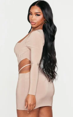 Shape Slinky Cut Out Long Sleeved Bodycon Dress-PrettyLittleThing Sale