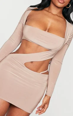 Shape Slinky Cut Out Long Sleeved Bodycon Dress-PrettyLittleThing Sale