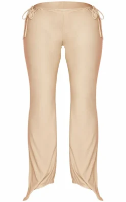 PrettyLittleThing Shape Slinky Cut Out Flare Pants Taupe