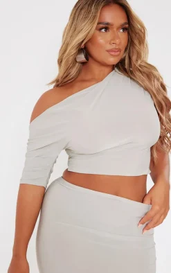 Online PrettyLittleThing Shape Slinky Low Rise Maxi Skirt Taupe