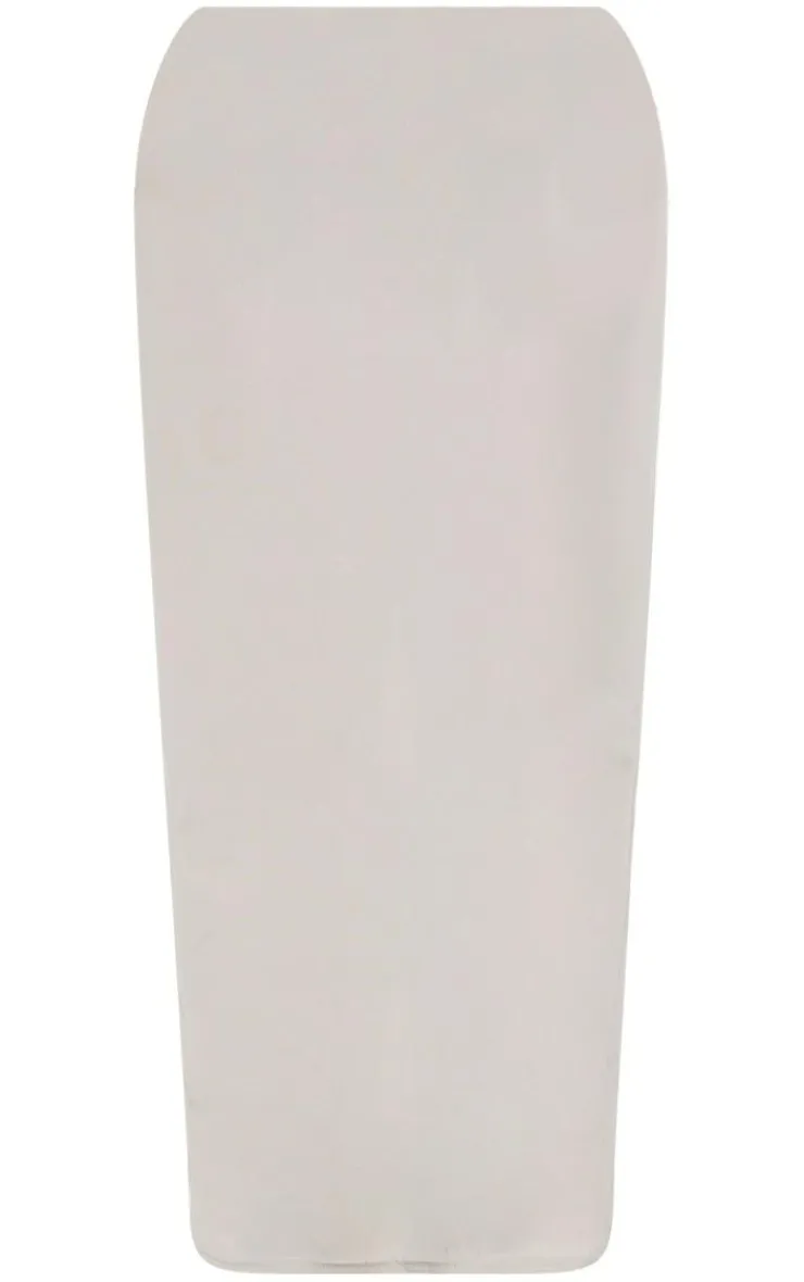 Online PrettyLittleThing Shape Slinky Low Rise Maxi Skirt Taupe