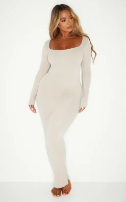 Shape Stretch Seamless Long Sleeve Maxi Dress-PrettyLittleThing