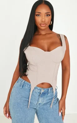 PrettyLittleThing Corsets*Shape Stretch Woven Suspender Detail Corset Top