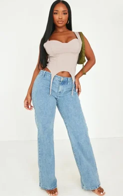 PrettyLittleThing Corsets*Shape Stretch Woven Suspender Detail Corset Top