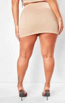 Discount PrettyLittleThing Shape Sweat Lace Up Side Mini Skirt Taupe