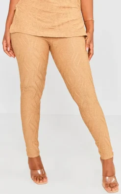 New PrettyLittleThing Shape Textured High Waisted Leggings Taupe