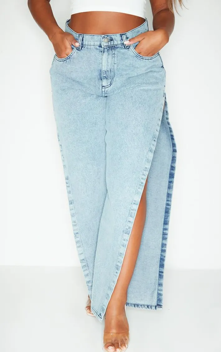Shape Vintage Light Wash Extreme Split Detail Jeans