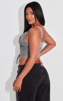 PrettyLittleThing Corsets*Shape Denim Lace Up Corset Top