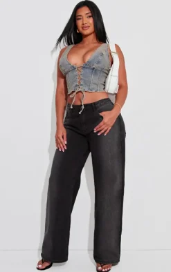 PrettyLittleThing Corsets*Shape Denim Lace Up Corset Top