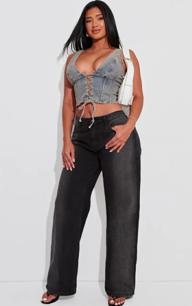 PrettyLittleThing Corsets*Shape Denim Lace Up Corset Top