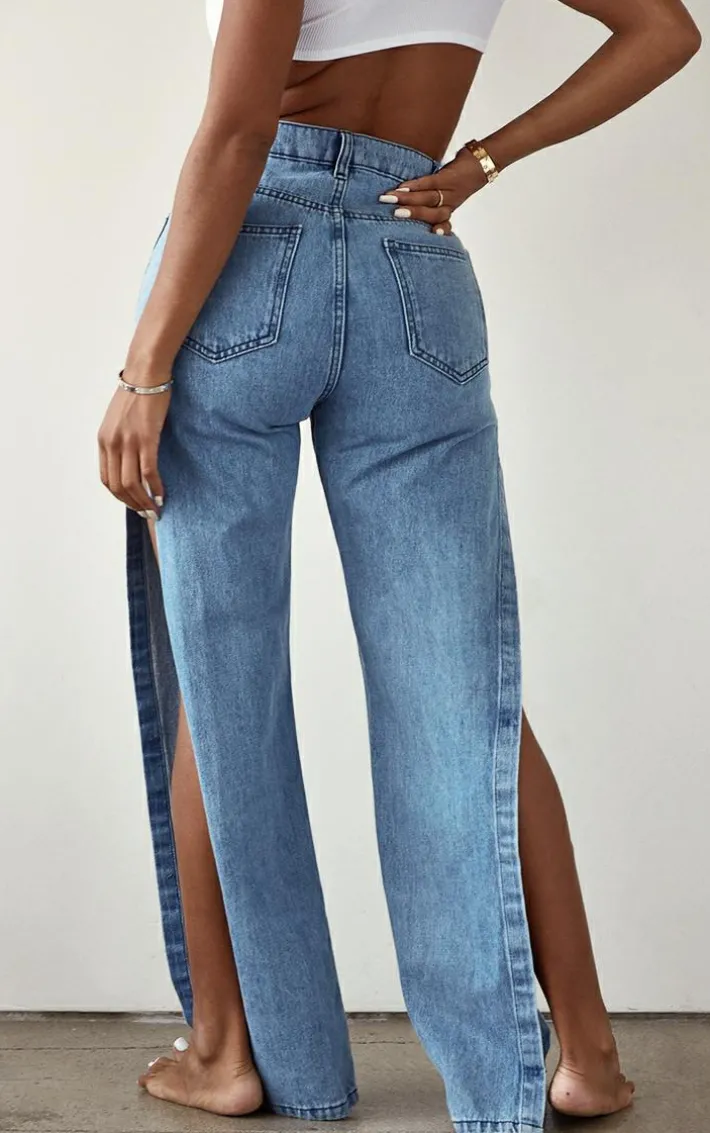 Shape Vintage Wash Extreme Split Detail Jeans