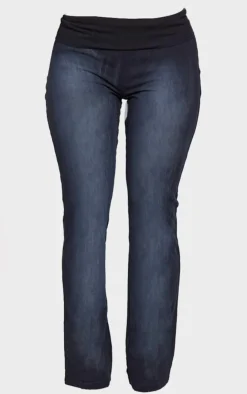 Discount PrettyLittleThing Shape Low Rise Fold Over Flared Pants Washed Black
