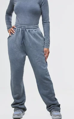 Outlet PrettyLittleThing Shape Drawstring High Waist Wide Leg Sweatpants Washed Charcoal