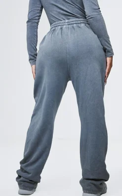 Outlet PrettyLittleThing Shape Drawstring High Waist Wide Leg Sweatpants Washed Charcoal