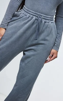 Outlet PrettyLittleThing Shape Drawstring High Waist Wide Leg Sweatpants Washed Charcoal