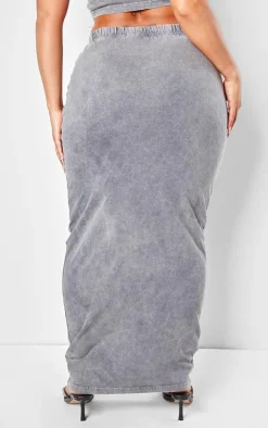 Best PrettyLittleThing Shape Cotton Washed Maxi Skirt Washed Grey