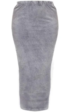 Best PrettyLittleThing Shape Cotton Washed Maxi Skirt Washed Grey