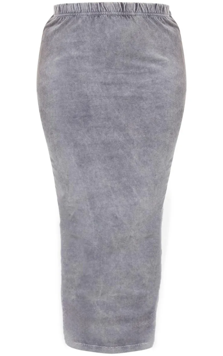Best PrettyLittleThing Shape Cotton Washed Maxi Skirt Washed Grey