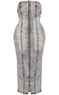 Shape Denim Zip Through Maxi Dress-PrettyLittleThing Clearance