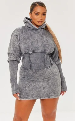 PrettyLittleThing Sweater Dresses*Shape Sweat Corset Detail Sweater Dress