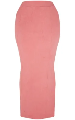 Shape Washed Red Ribbed Pocket Back Detail Maxi Skirt
