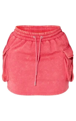 Clearance PrettyLittleThing Shape Sweat Mini Skirt Washed Red