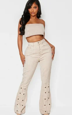 Hot PrettyLittleThing Shape Denim Square Bandeau Top Washed Stone