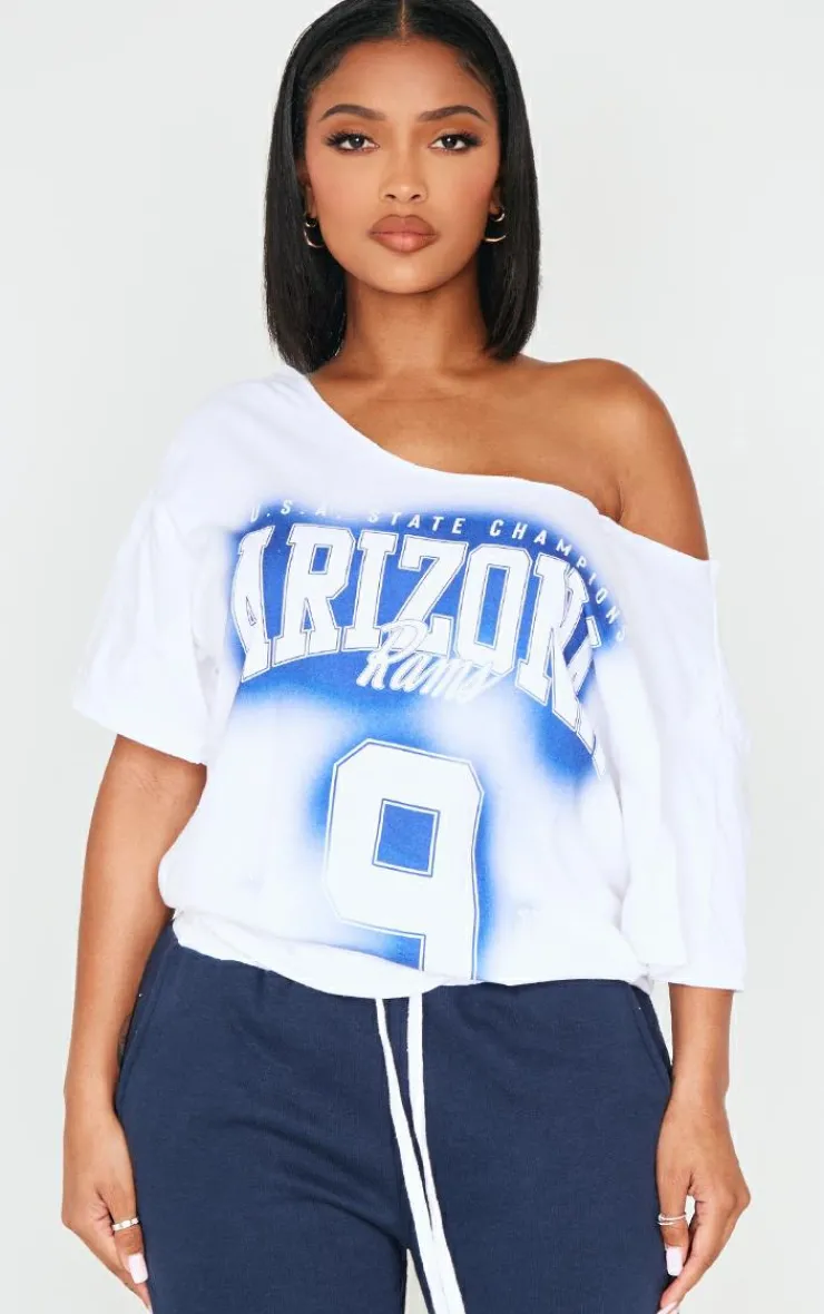 PrettyLittleThing T-Shirts*Shape Arizona Spray Graphic Off Shoulder Oversized Tee